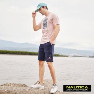 【NAUTICA】男裝 COMPETITION素面LOGO刺繡休閒短褲(深藍)