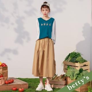 【betty’s 貝蒂思】不規則裙襬鬆緊腰長裙(駝色)
