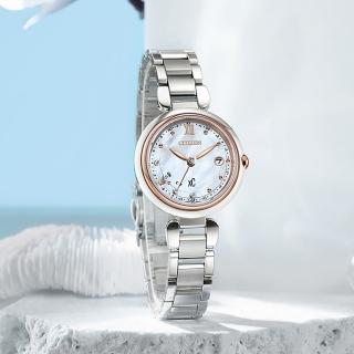 【CITIZEN 星辰 官方授權】xC 心蕊．輕奢限定款 光動能真鑽鈦金屬電波女錶-29mm 情人節 禮物(ES9466-65W)