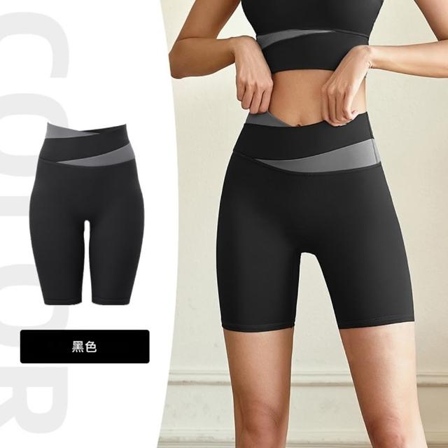 【米蘭精品】現貨+預購 瑜珈褲運動短褲(拼色休閒運動速乾五分女褲子6色74el9)