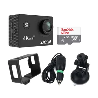 【Mr.U 優先生】SJCAM SJ4000 AIR WiFi 汽車專用組 4K 運動攝影機 行車記錄器(贈32G+裸機框+車充+吸盤支架)
