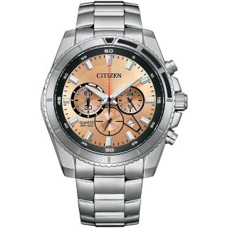 【CITIZEN 星辰】Chronograph 紳男計時手錶 銅色面 44mm(AN8200-50X)