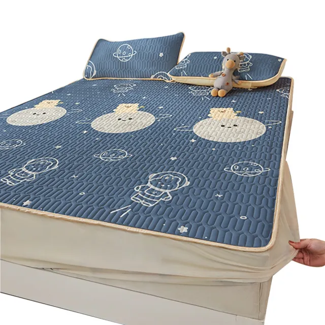 【DaoDi】床包式冰絲乳膠涼蓆含枕套組(尺寸單人加大-冰絲床包 乳膠床包)
