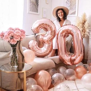 40吋浪漫玫瑰金大數字氣球1個(生日派對 求婚告白 畢業跨年 週年紀念 寶寶周歲 佈置)