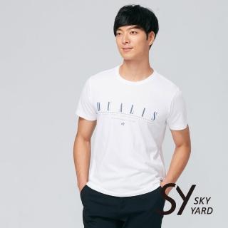 【SKY YARD】網路獨賣款-簡約字型插圖休閒圓領T恤(白色)
