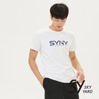 【SKY YARD】網路獨賣款-撞色字型設計悠閒棉質上衣T恤(白色)