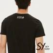 【SKY YARD】網路獨賣款-植絨文字印花圓領造型上衣(黑色)