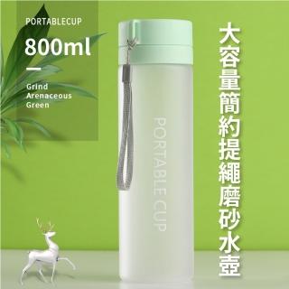 【補充水分】大容量簡約提繩磨砂水壺-800ml(泡茶杯 直飲杯 防漏 茶隔 隨身 戶外 運動水壺 環保杯 飲料杯)