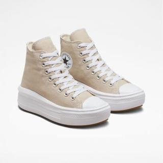 【CONVERSE】休閒鞋 女鞋 厚底 高筒 CTAS MOVE HI BEACH STONE/WHITE 米白 A04365C