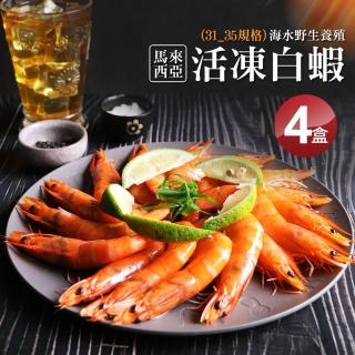 【築地一番鮮】特大馬來海水養殖活凍生白蝦4盒(約600g/盒/約20±3尾)