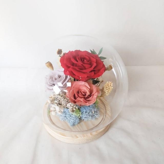 【The Flower 嬪嬪花藝坊】珍藏玻璃盅 永生玫瑰花(買花送花/永生花花禮/全台宅配)