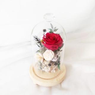 【The Flower 嬪嬪花藝坊】鑽石玻璃盅 紅玫瑰永生花(買花送花/永生花花禮/全臺宅配)