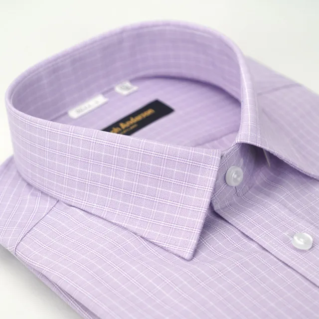 【金安德森】紫色格紋窄版短袖襯衫-fast