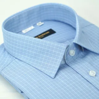 【金安德森】藍色格紋窄版短袖襯衫