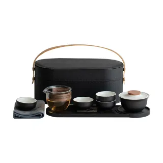 【Life shop】粗陶旅行茶具組/附精美收納盒(泡茶組 交換禮物 茶具 旅行茶具 茶器套組)