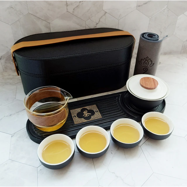 【Life shop】粗陶旅行茶具組/附精美收納盒(泡茶組 交換禮物 茶具 旅行茶具 茶器套組)