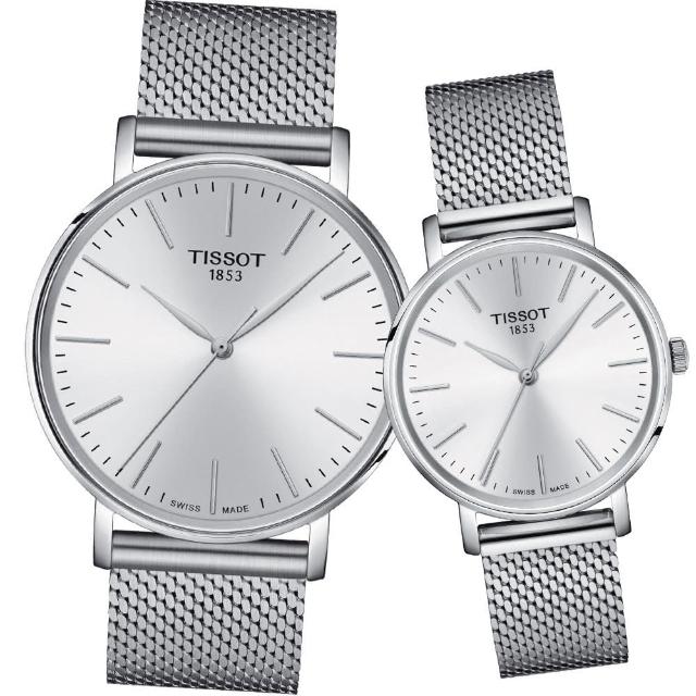 【TISSOT 天梭 官方授權】Everytime 經典雋永 對錶(T1434101101100+T1432101101100)