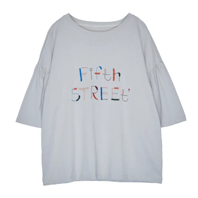 【5th STREET】女裝彩色LOGO英文印字寬版短袖T恤-杏色(山形系列)