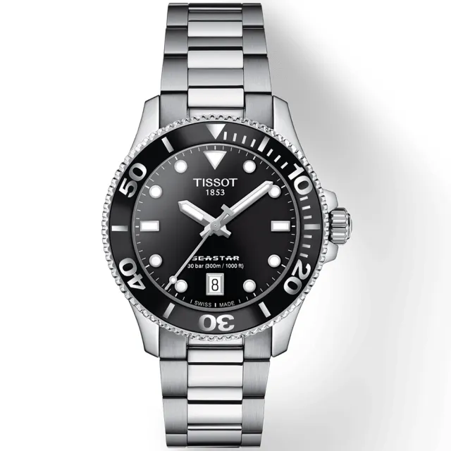 【TISSOT 天梭 官方授權】SEASTAR 1000海星300米潛水 運動對錶(T1204101105100+T1202101105100)