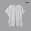 【Diffa】連袖下襬貼花針織衫-女