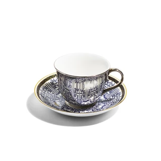 【富邦藝術】喬治百合鏡像倒影骨瓷茶杯組 白金