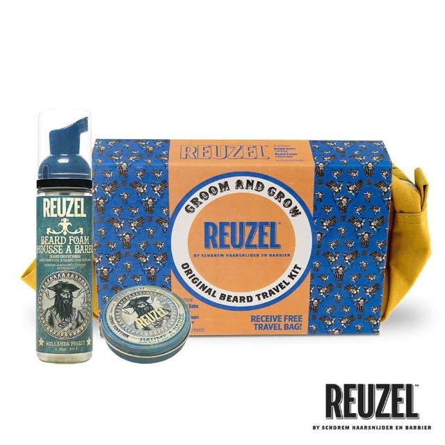 【REUZEL】專業鬍鬚護理經典紳士盥洗包組(保濕造型鬍鬚蠟35g+免沖保濕養護鬍鬚泡沬70ml)