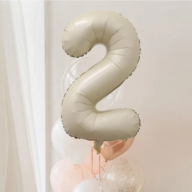 【阿米氣球派對】奶油色40吋大數字氣球1個-數字任選(鋁箔氣球 數字氣球 韓系ins風)