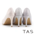 【TAS】氣質十字紋布面尖頭高跟鞋(橘粉)