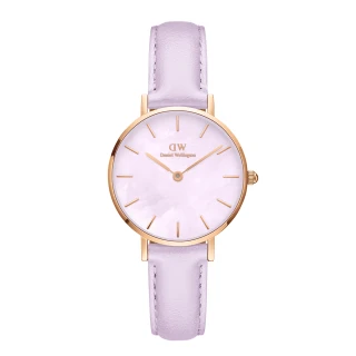 【Daniel Wellington】DW 手錶 Petite 28mm 春日花時系列真皮皮革錶-薰衣草紫錶盤(DW00100634)