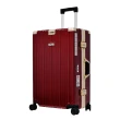 【FILA】25吋都會時尚碳纖維飾紋系列鋁框行李箱(殷紅金)