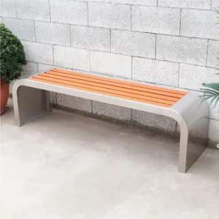 【LOGIS】戶外公園長椅(公園椅 休閒椅 戶外椅 長椅 塑木椅  公共椅 不鏽鋼椅 無靠背款式 總長150cm)