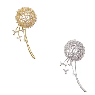 【Jpqueen】蒲公英花束鋯石絲巾扣胸針別針兩用款(2色可選)