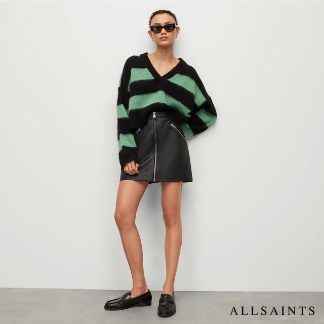 【ALLSAINTS】PIPER 俐落雙拉鍊口袋人造皮革短裙 WL180X(修身版型)