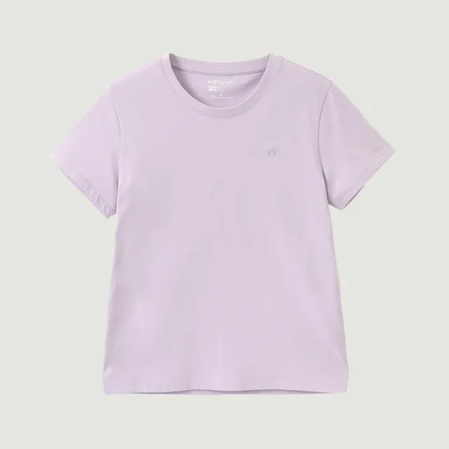 【Hang Ten】女裝-REGULAR FIT BCI純棉經典腳丫圓領短袖T恤(淺粉紫)
