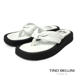 【TINO BELLINI 貝里尼】西班牙進口羊皮夾腳厚軟底涼拖鞋FSQO004(白)