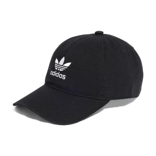 【adidas 愛迪達】帽子 Adicolor Baseball Cap 男女款 黑 老帽 棒球帽 可調 三葉草 刺繡(IB9990)