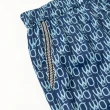 【OUWEY 歐薇】時髦運動風品牌印花十分寬褲(深藍色；S-L；3232166722)