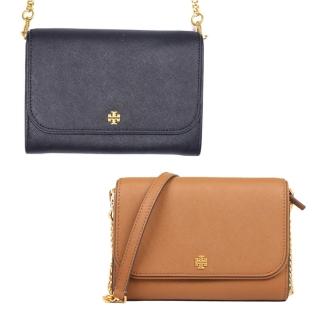 【TORY BURCH】素面皮革斜背鍊包