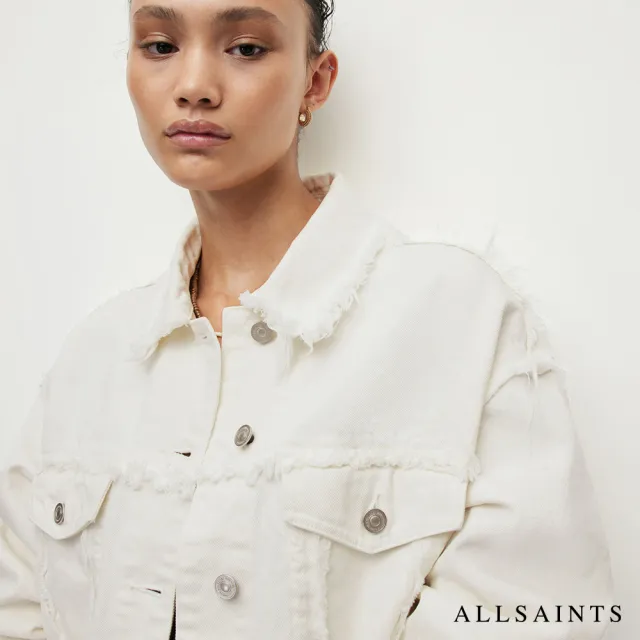 【ALLSAINTS】CLAUDE 個性純棉抽鬚牛仔外套 WO076Y(常規版型)