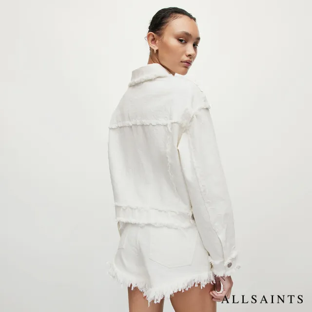 【ALLSAINTS】CLAUDE 個性純棉抽鬚牛仔外套 WO076Y(常規版型)