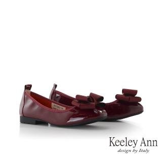 【Keeley Ann】牛漆皮平底縮口包鞋(酒紅色335568157)