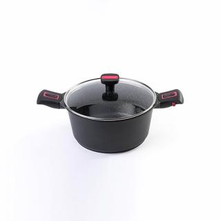 【Baumalu】24cm．Granit Pro雙耳湯鍋附蓋-花崗巖紋