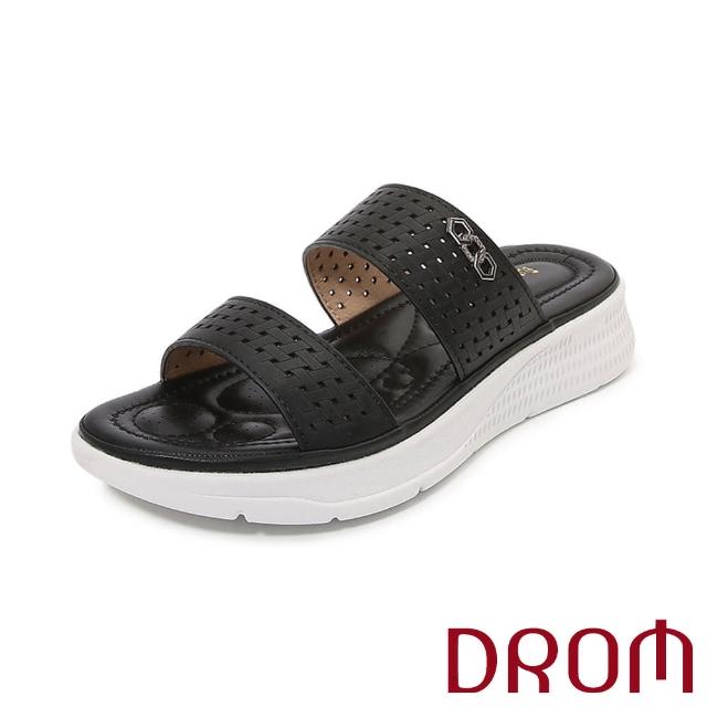 【DROM】厚底拖鞋 編織拖鞋/典雅編織刻紋舒適厚底經典拖鞋(4色任選)