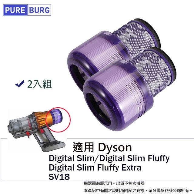 【PUREBURG】2入組-適用Dyson戴森SV18輕量型無線吸塵器Digital Slim Fluffy Extra HEPA集塵濾網2入組