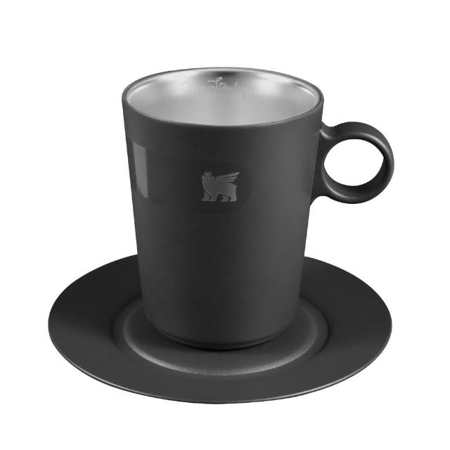 Stanley 晨光時刻 雙層不鏽鋼拿鐵咖啡杯盤組 午夜黑 10-10840-016 10-10840-016