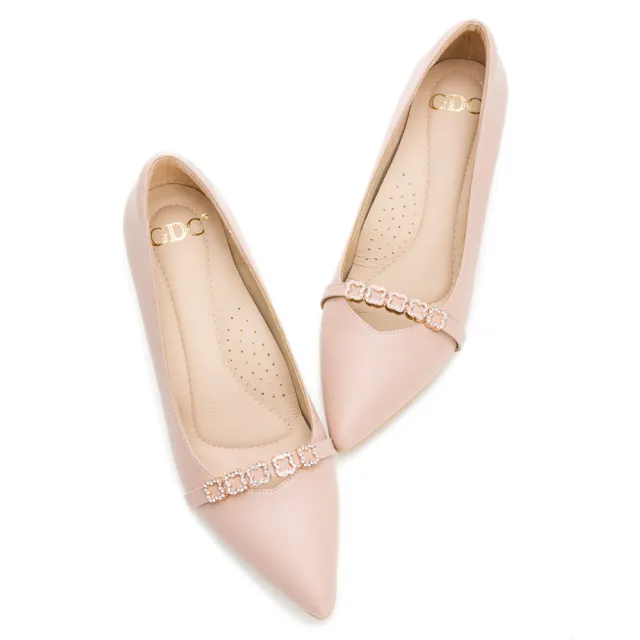 【GDC】溫柔小花水鑽尖頭新娘婚鞋中跟鞋-粉膚色(221014-52)