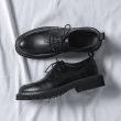 【ANSEL】真皮馬丁鞋/真皮雙層縫線繫帶造型個性馬丁鞋-男鞋(黑)