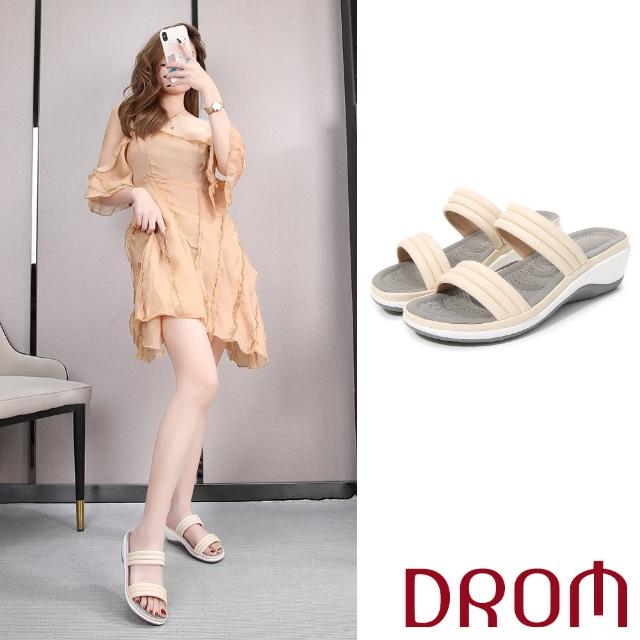 【DROM】厚底拖鞋/極簡純色百搭休閒時尚厚底拖鞋(杏)