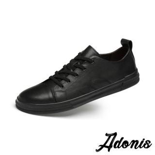 【Adonis】真皮板鞋 牛皮板鞋/真皮頭層牛皮時尚經典個性休閒板鞋-男鞋(黑)