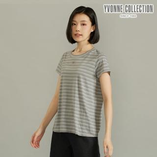 【YVONNE 以旺傢飾】漸層條紋短袖上衣(灰)